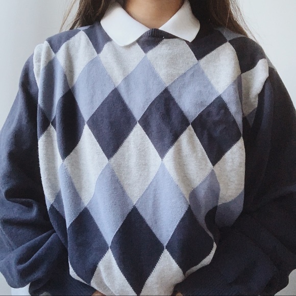 Sweaters - navy blue argyle sweater ✰